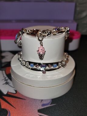 NWT-BP Spring Stacks 2026 Pink Ice Cream Charm Bracelet-Sugar Cone Stacks